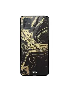 DailyObjects Black & Gold-Coloured Printed Marble Art Samsung Galaxy A71 Glass Mobile Cover