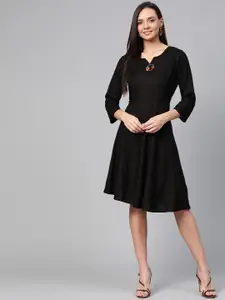 Jompers Women Black Solid A-Line Dress