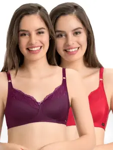 every de by amante Pack of 2 Solid Non-Wired Non Padded Everyday Bras