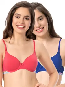 every de by amante Pack of 2 Solid Underwired Lightly Padded T-shirt Bras