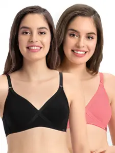 every de by amante Pack of 2 Solid Non-Wired Non Padded Everyday Bras