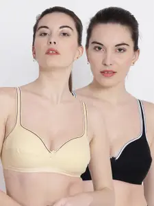 ABELINO Pack Of 2 Solid Non-Wired Non Padded T-shirt Bras