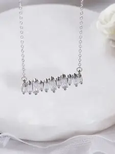 GIVA 925 Sterling Silver Rhodium Plated Classic Baguette Necklace