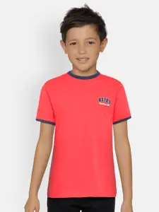 METRO KIDS COMPANY Boys Red Organic Cotton Solid Round Neck T-shirt