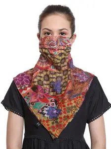 Anekaant Women Multicoloured Single 3-Ply Reusable Printed Scarf Style Fashion Mask