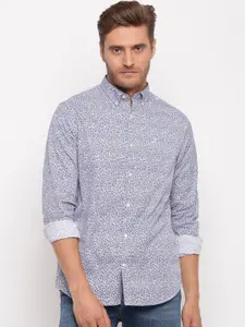 GANT Men Blue & Off-White Regular Fit Printed Casual Shirt