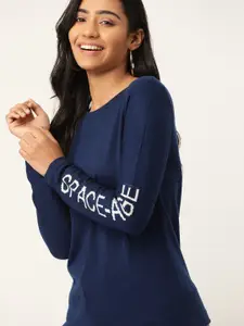 DressBerry DressBerry Women Navy Blue Solid Pullover Sweater
