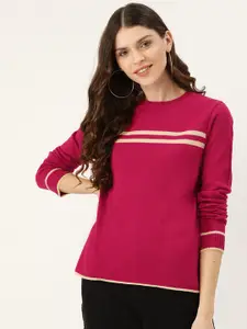 DressBerry Women Pink Striped Pullover