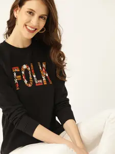DressBerry Women Black Printed Sweatshirt