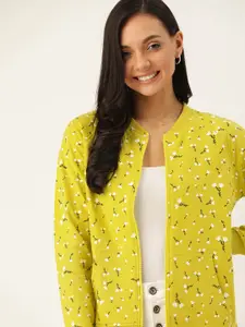 DressBerry Women Lime Green Floral Print Sweatshirt