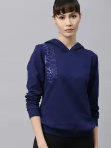 HRX by Hrithik Roshan Women Medieval Blue Solid Rapid-Dry Bio-Wash Training Sweatshirt