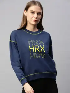 HRX by Hrithik Roshan Women Medieval Blue Antimicrobial Bio-Wash Lifestyle Sweatshirt