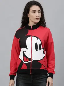 Kook N Keech Disney Women Red & White Mickey Mouse Printed Sweatshirt