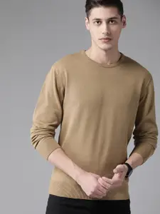 Roadster Men Beige Solid Pullover