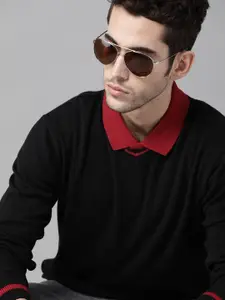 Roadster Men Black Solid Pullover Sweater