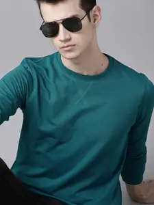 Roadster Men Teal Blue Solid Sweatshirt