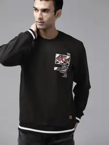 Roadster Men Black Printed Detail Sweatshirt