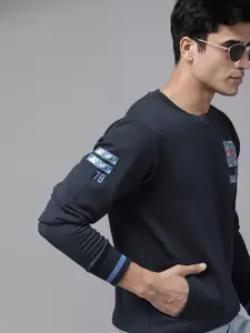 Roadster Men Navy Blue Printed Sweatshirt