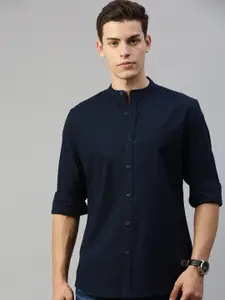 Roadster Men Navy Blue Regular Fit Solid Sustainable Casual Shirt