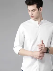 Roadster Men White Cotton Casual Shirt