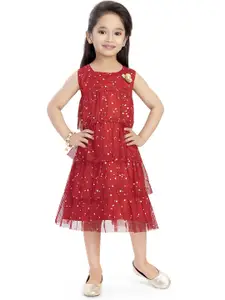 Doodle Girls Maroon Printed A-Line Dress