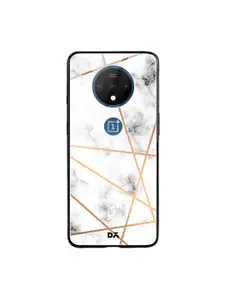 DailyObjects White & Grey Marble Lines OnePlus 7T Glass Mobile Case
