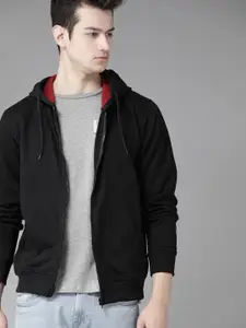 Roadster Men Black Solid Hooded Sweatshirt