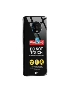 DailyObjects Black & Yellow Do Not Touch OnePlus 7T Glass Mobile Cover