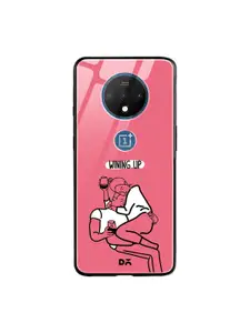 DailyObjects Pink & White Wining Up OnePlus 7T Glass Mobile Cover