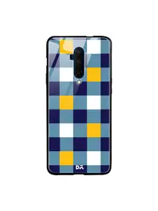 DailyObjects Blue & Yellow Quartet Checks 1 OnePlus 7T Pro Glass Mobile Cover