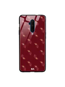 DailyObjects Maroon Feathers OnePlus 7T Pro Glass Mobile Cover