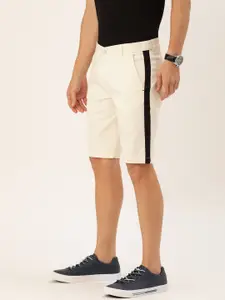 The Indian Garage Co Men Off-White Solid Slim Fit Chino Shorts