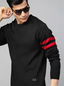 Roadster Men Black Solid Pullover Sweater