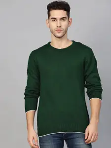 Roadster Men Green Solid Pullover Sweater