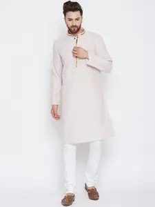 even Men Beige Solid Straight Kurta