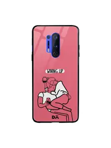 DailyObjects Pink & White Wining Up OnePlus 8 Pro Glass Mobile Cover