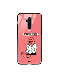 DailyObjects Coral Red & White Forever Vibes OnePlus 7T Pro Glass Mobile Cover