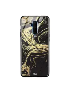 DailyObjects Black & Gold-Toned Marble Art OnePlus 7T Pro Glass Mobile Case