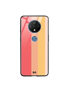 DailyObjects Orange & Pink Vertical OnePlus 7T Glass Mobile Cover