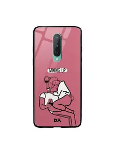 DailyObjects Pink & White Wining Up OnePlus 8 Glass Mobile Case