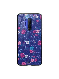 DailyObjects Blue & Pink Marble Flowers OnePlus 8 Pro Glass Mobile Cover