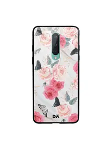 DailyObjects Pink & White Flowers Marble OnePlus 8 Glass Mobile Case