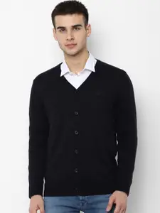 Allen Solly Men Black Solid Cardigan Sweater