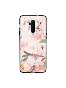 DailyObjects Pink & Blue Marble Flowers OnePlus 7T Pro Glass Mobile Cover