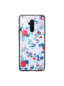 DailyObjects White & Blue Marble Flowers OnePlus 7T Pro Glass Mobile Case
