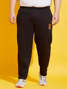 bigbanana Plus Size Men Black Solid Straight-Fit Track Pants