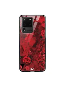 DailyObjects Red & Black Marble Flowers Samsung Galaxy S20 Ultra Glass Mobile Cover