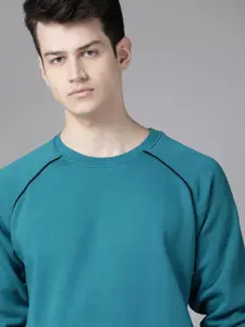 Roadster Men Teal Blue Solid Sweatshirt