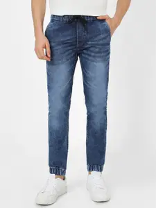 Urbano Fashion Men Blue Slim Fit Mid-Rise Acid Wash Clean Look Stretchable Jogger Jeans