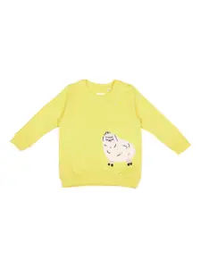 Allen Solly Junior Girls Yellow Self Design Sweatshirt